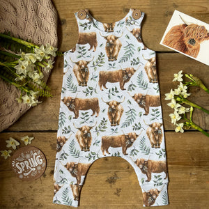 Highland Cow Long Leg Romper